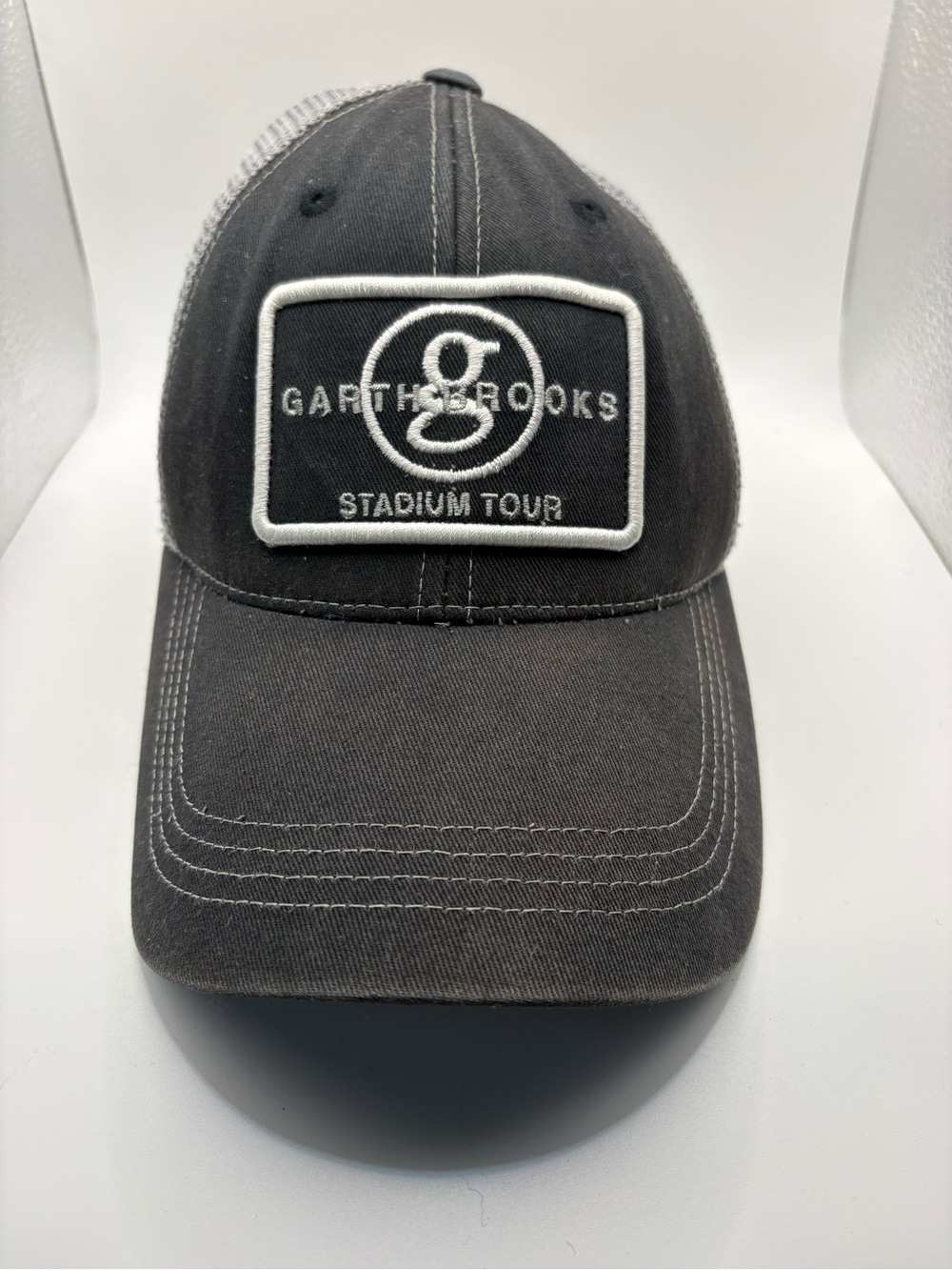 Garth Brooks Stadium Tour Trucker Snapback Hat Black Gray Signature 7
